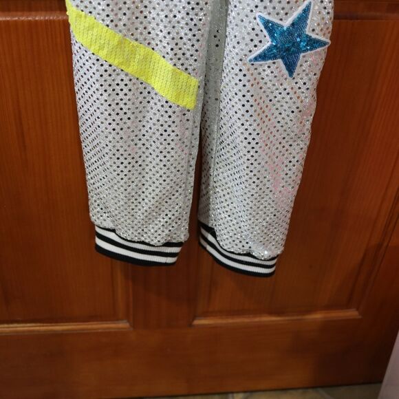 JoJo Siwa Silver Sequin Jumpsuit with Pink and Blue Accents - Picture 11 of 15